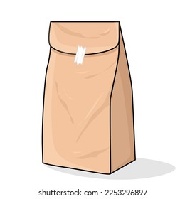 paquete, embalaje, bolsa de papel, bolsa ecológica, envoltura de papel vectorial ogo ilustración de diseño
