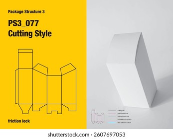 package, packaging, rectangle, cutting shape style, one sided adhesive, friction lock tuck flap, semi automatic lock bottom, cut, paper, design, vector, carton, structure, box, template