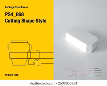 package, packaging, rectangle, cutting shape style, one sided adhesive, friction lock tuck flap, semi automatic lock bottom, cut, paper, design, vector, carton, structure, box, template