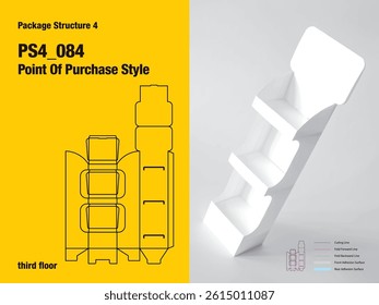 package, packaging, rectangle, point of purchase display style, one sided adhesive, third floor, semi automatic lock bottom, cut, paper, design, vector, carton, structure, box, template