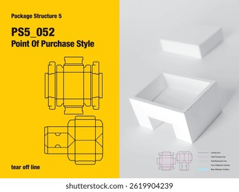 package, packaging, rectangle, point of purchase display style, one sided adhesive, pile lock tuck flap, straight tuck, tear off line, double wall, cut, paper, design, vector, carton, structure, box, 