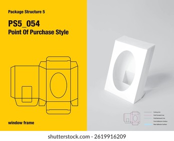 package, packaging, rectangle, point of purchase display style, one sided adhesive, pile lock tuck flap, straight tuck, window frame, integral pedestal, cut, paper, design, vector, carton, structure, 