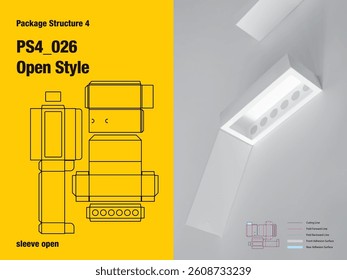 package, packaging, rectangle, sleeve open style, credit card, many sides adhesive, double cover, window frame, separate interior platform, cut, paper, design, vector, carton, structure, box, template