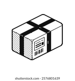 Package, paper box abstract pixel art icon. Video game sprite. Isolated vector illustration. Design for web, logo, sticker, mobile app. Old school computer graphic style. Game assets. 