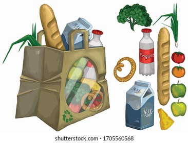 Package paper drawing, vector, ecology	