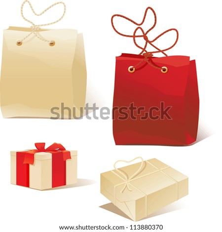 package paper and red and beige