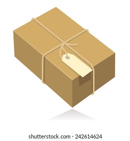 package parcel in brown color with blank tag