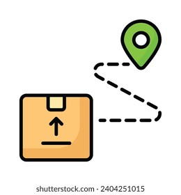 Package parcel with map pin showing concept icon of delivery route, delivery tracking vector