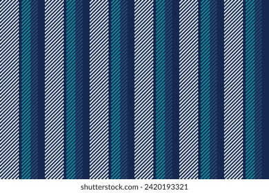 Package pattern fabric seamless, choice stripe lines textile. Workshop background vertical texture vector in blue and white colors.
