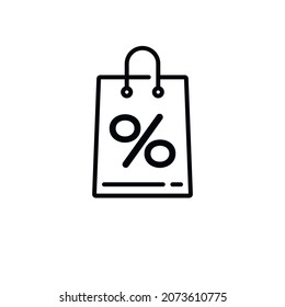 Package with a percentage on a white background. Drawing of lines. Shopping concept. Can be used as an icon.