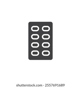 Package for pill vector icon. filled flat sign for mobile concept and web design. Medicine Blister Pack glyph icon. Symbol, logo illustration. Vector graphics