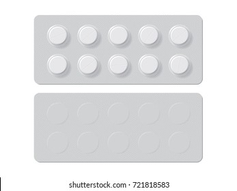 package with pills medicines mock up vector template