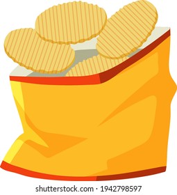 Ilustración abierta del paquete de papas fritas
