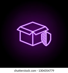 the package is protected outline icon. Elements of Cargo logistic in neon style icons. Simple icon for websites, web design, mobile app, info graphics