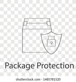 Package protection icon on transparency background. Line vector illustration.