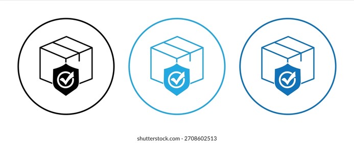 Package protection icon with shield isolated on white background. vector illustration