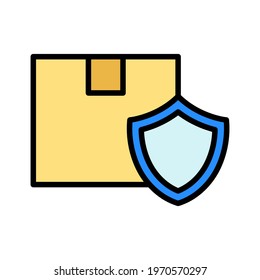 Package, protection, shield icon vector image. Can also be used for Delivery and logistics. Suitable for use on web apps, mobile apps and print media.