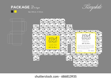package puff powder skin color, boxes packaging cosmetic, black and white background, pattern, flyer template layout, spa, beauty, box design, box label, packaging design, cosmetic label, vector