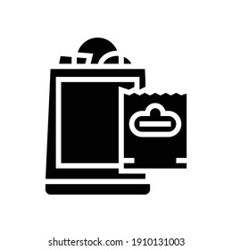 package with purchases glyph icon vector. package with purchases sign. isolated contour symbol black illustration