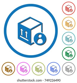 Package recipient flat color vector icons with shadows in round outlines on white background