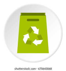 Package recycling icon in flat circle isolated vector illustration for web