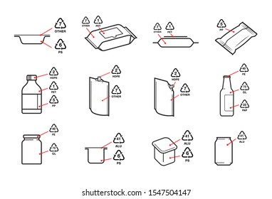 Package recycling information. Vector illustration on white background. Ready for your design. EPS10.