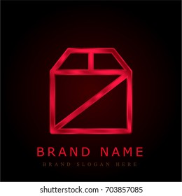 Package red chromium metallic logo
