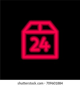 Package red glowing neon ui ux icon. Glowing sign logo vector
