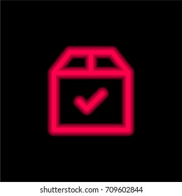 Package red glowing neon ui ux icon. Glowing sign logo vector