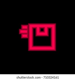 Package red glowing neon ui ux icon. Glowing sign logo vector