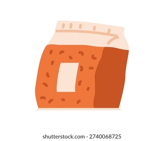 Package of red split lentil groats flat vector illustration isolated on white.