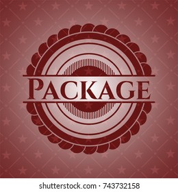 Package retro style red emblem
