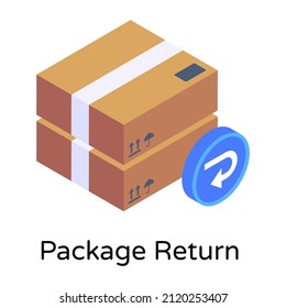 Package return concept in isometric vector style 

