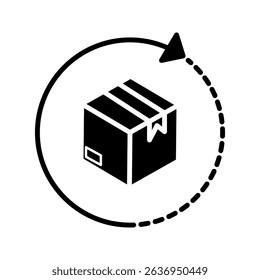Package return icon on white background