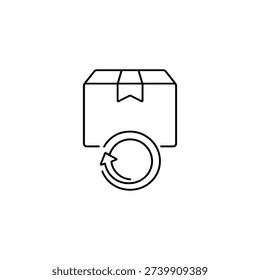 Package return line icon black and white vector illustration for online shopping and ecommerce service
