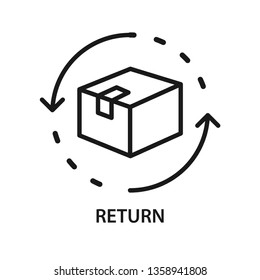 Package return to sender icon.Stroke outline style. Vector. Isolate on white background.