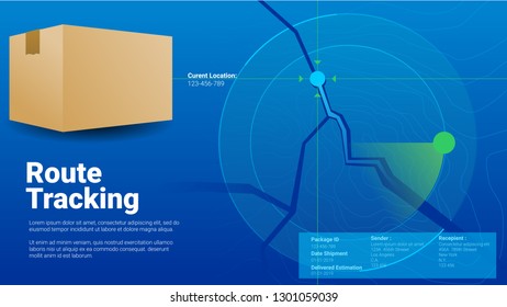 package route delivery position  tracking concept modern blue countur grid gps tracker vector illustration