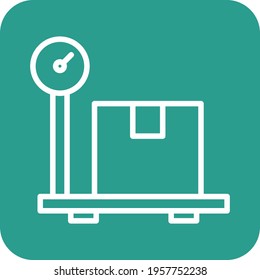 Paket, Maßstab, Gewicht, Maschinensymbol, Vektorbild. Kann auch für Lieferung und Logistik verwendet werden. Geeignet für den Einsatz in Web-Apps, mobilen Apps und Printmedien.