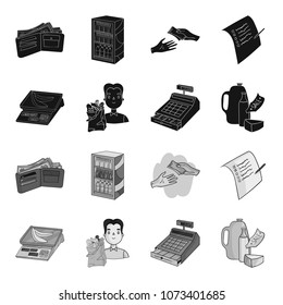 Package, scales, banana, fruit .Supermarket set collection icons in black,monochrome style vector symbol stock illustration web.