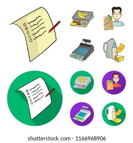 Package, scales, banana, fruit .Supermarket set collection icons in cartoon,flat style vector symbol stock illustration web.