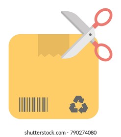 Package with Scissor Flat Colored Icon 
