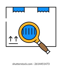 package search magnifying glass line icon vector. package search magnifying glass sign. isolated symbol illustration