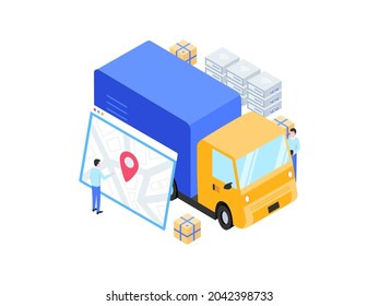 Package Sent Tracking Isometric Illustration. Suitable for Mobile App, Website, Banner, Diagrams, Infographics, and Other Graphic Assets.