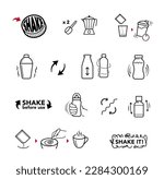 Package shake icons set. Vector illustration isolated. Set for package, shows user instruction. EPS10.	