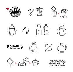 Package Shake Icons Set. Vector Illustration Isolated. Set For Package, Shows User Instruction. EPS10.	