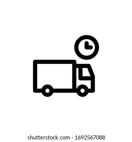 Ilustración de vectores de iconos de esquema de desempaquetado retrasada de envío de paquetes
