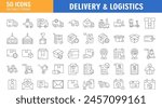 Package Shipping and Delivery Thin Line Icons - Editable Stroke
