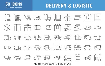 Package Shipping and Delivery Thin Line Icons - Editable Stroke