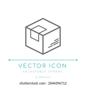 Icono de la línea de envío de paquetes. Símbolo de vectores de entrega de paquetes y logística.