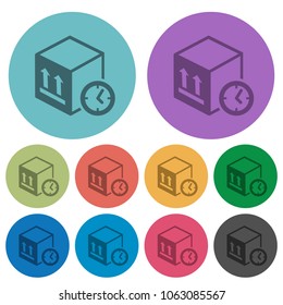 Package shipping time darker flat icons on color round background